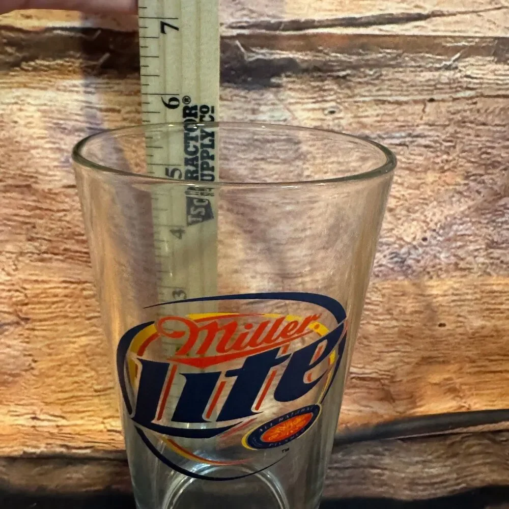 Miller Lite Drinking Glass Pint Beer Logo Clear 5.75
